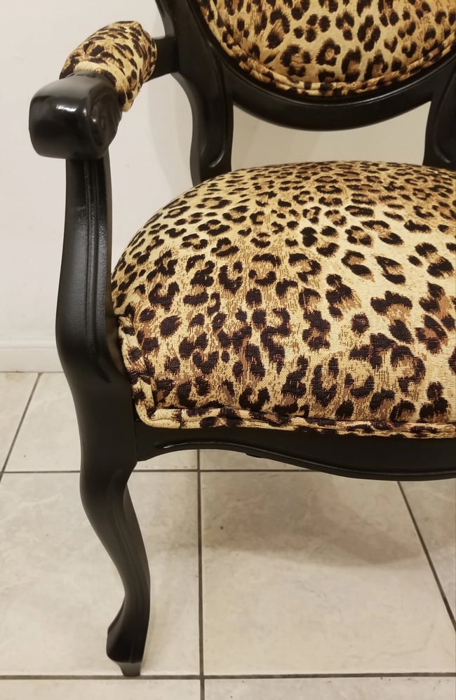 Vintage Italian Leopard Print Chair with Gold