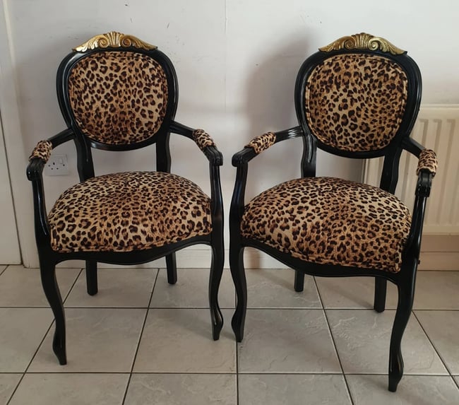 Vintage Italian Leopard Print Chair with Gold
