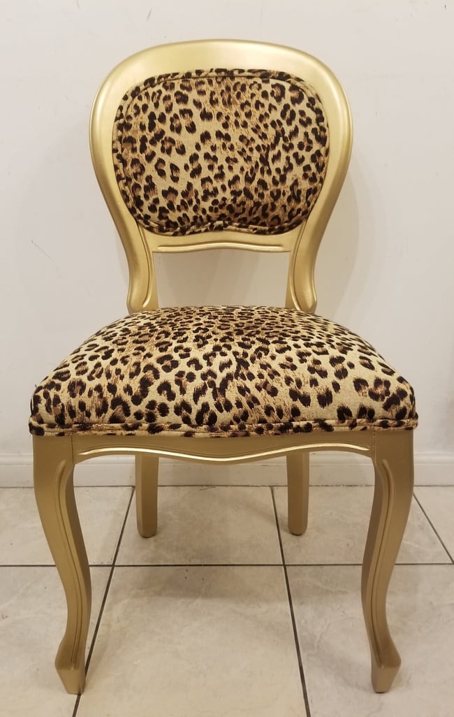 Vintage Gold Leopard Print Chair