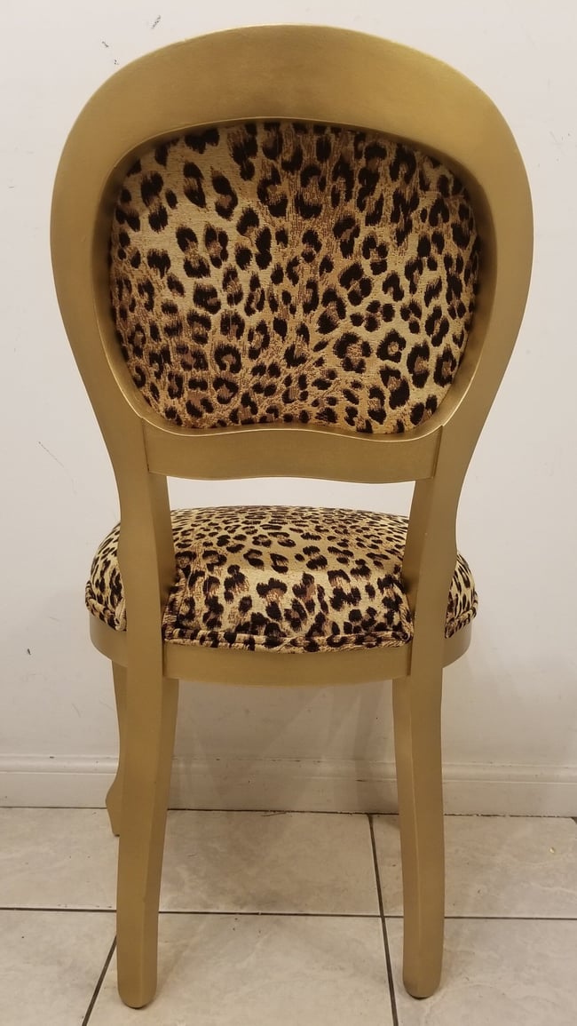 Vintage Gold Leopard Print Chair