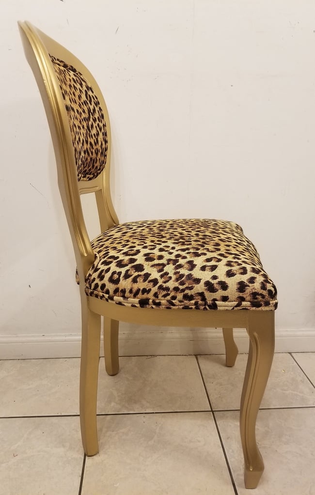 Vintage Gold Leopard Print Chair