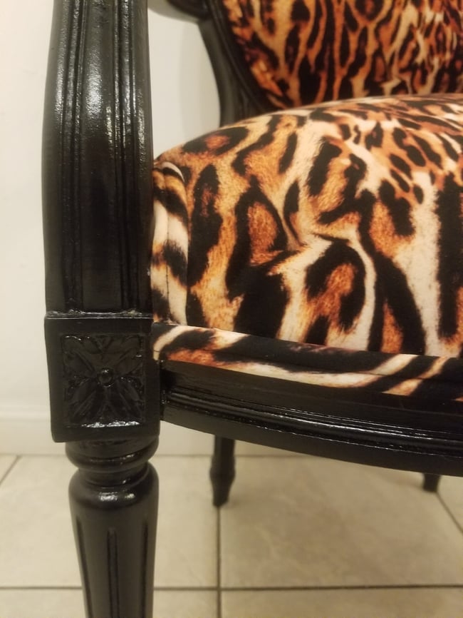 French Louis XVI Style Large Leopard Print Chair