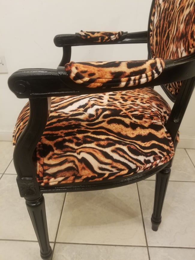 French Louis XVI Style Large Leopard Print Chair