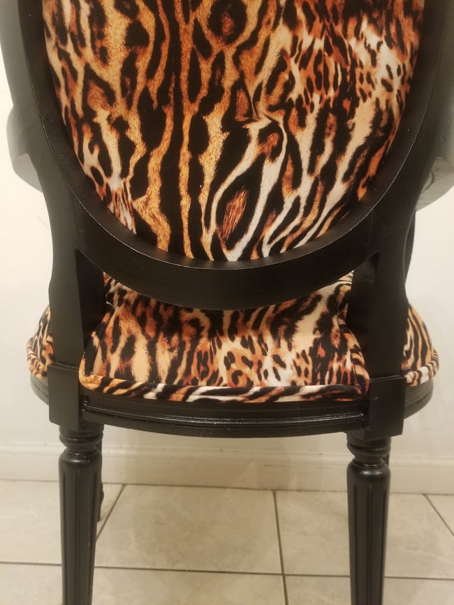 French Louis XVI Style Large Leopard Print Chair