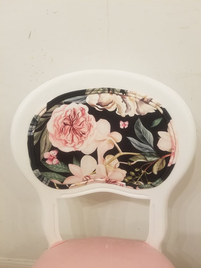 Pink Floral Velvet Chair