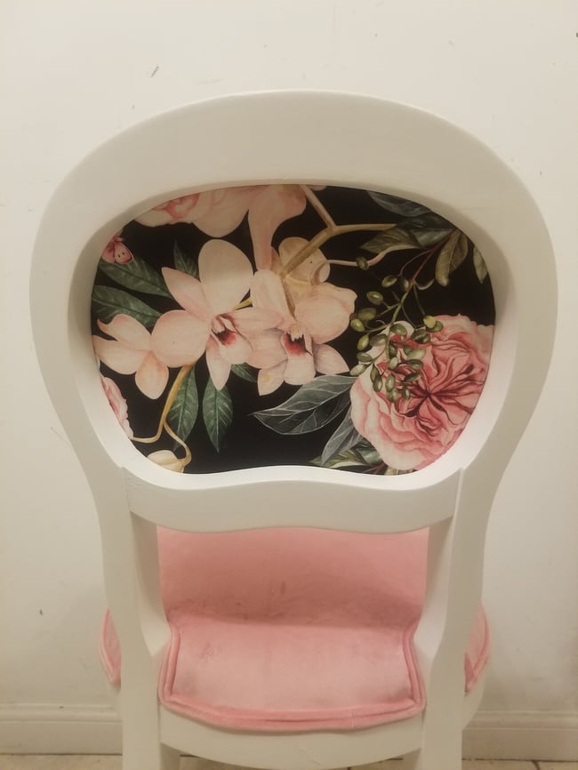 Pink Floral Velvet Chair