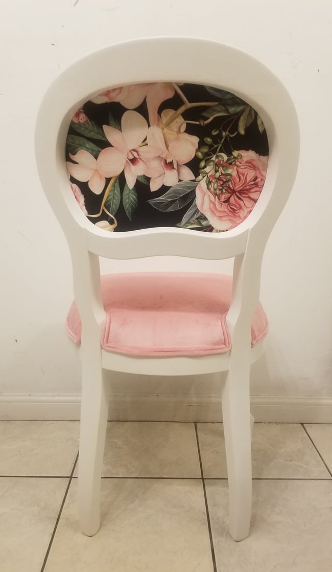 Pink Floral Velvet Chair