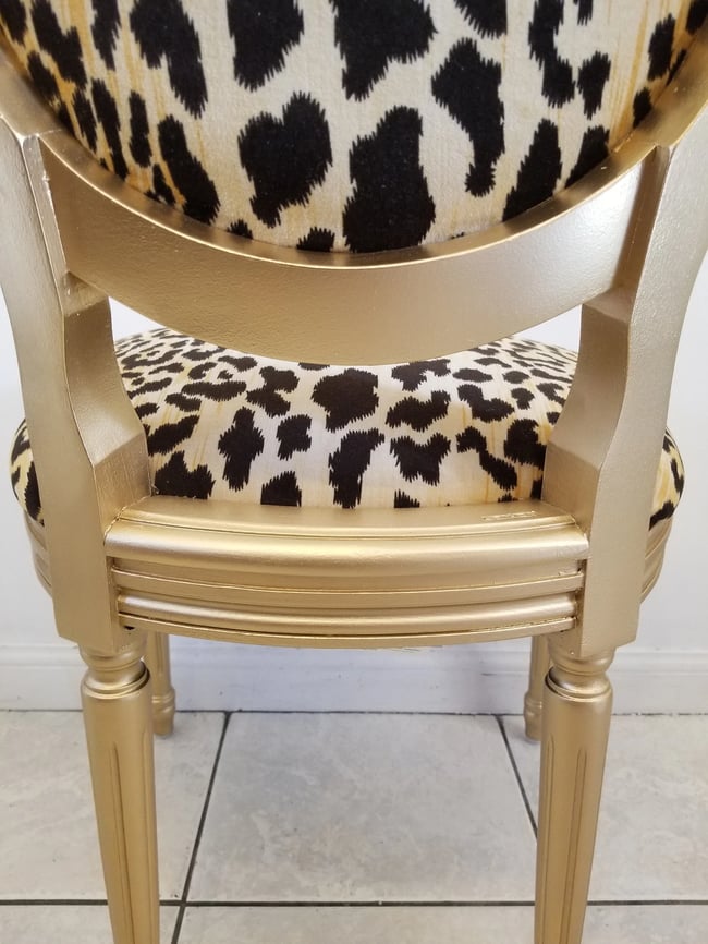 French Gold Leopard Print Chair