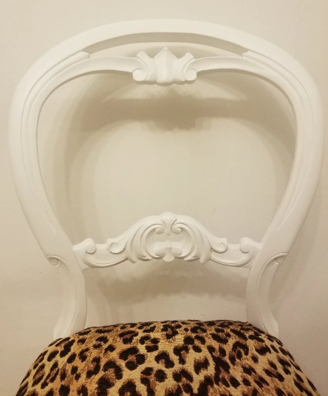Victorian Leopard Print White Chair