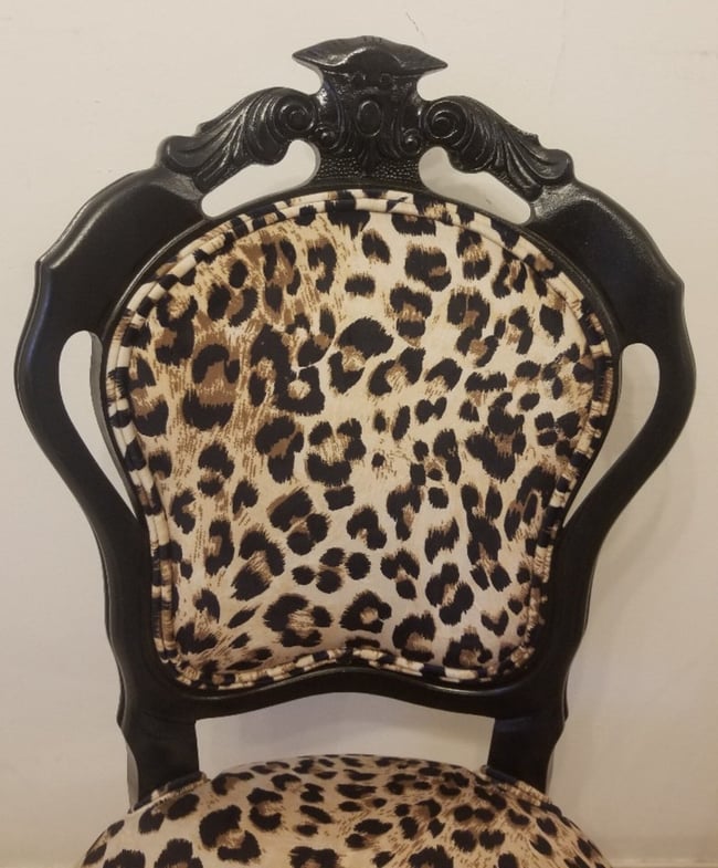 Vintage Italian Velvet Leopard Printed Chair 
