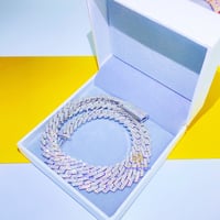 Image 2 of  10mm Moissanite Solid Gold Miami Cuban Link Chain/Bracelet 