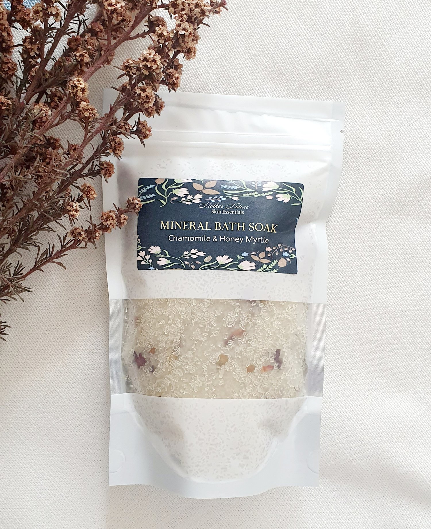 Image of Mineral Bath & Foot Salt Soaks | Rose Petals & Chamomile flowers | Magnesium salts 