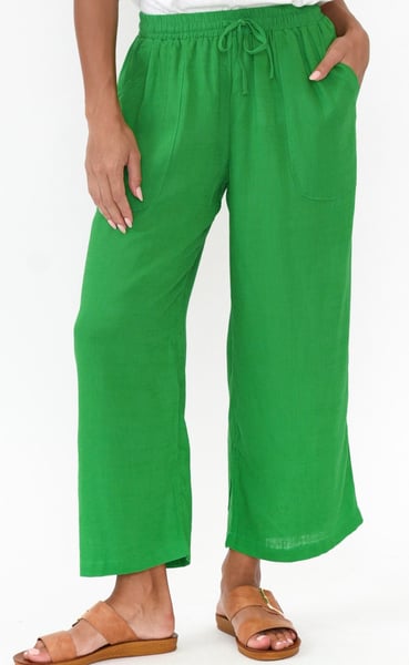 Image of Donna Linen/Cotton Pants - Jade