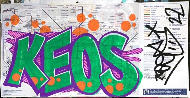 MrKEOS London tube map - green/orange with purple outline