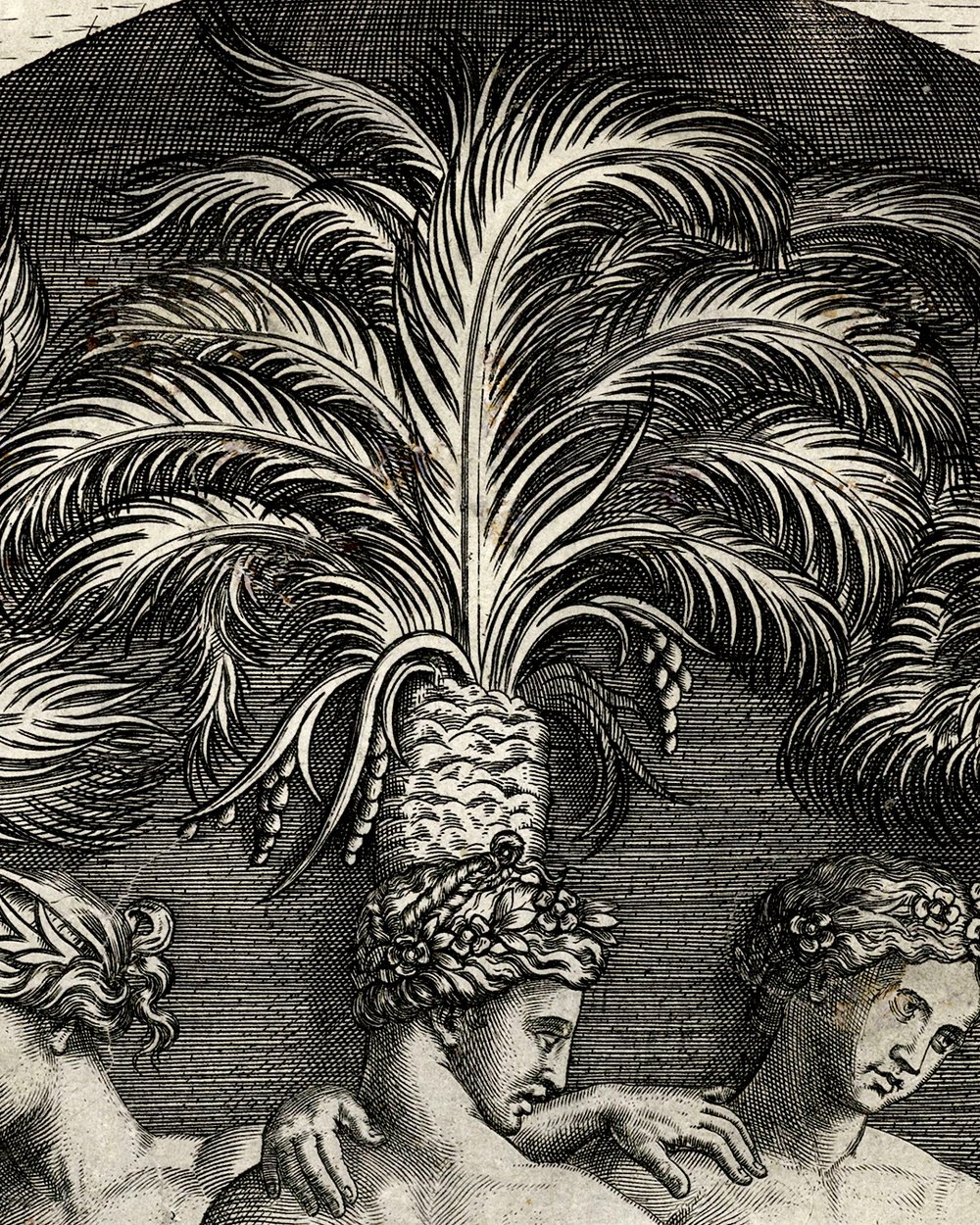 "Three graces standing in niche in front of three palm trees" (1510 - 1527)