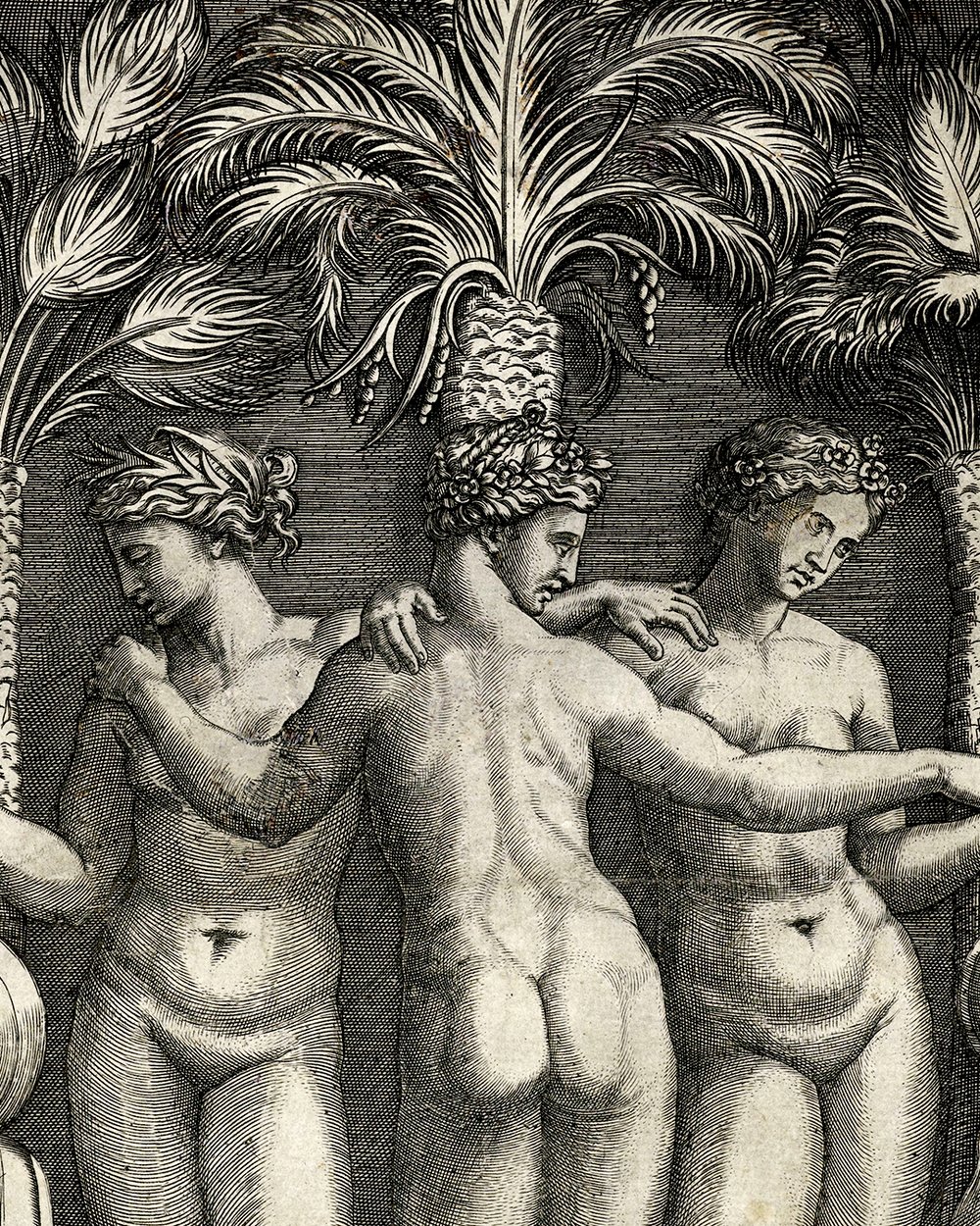 "Three graces standing in niche in front of three palm trees" (1510 - 1527)