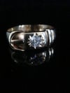 EDWARDIAN 18CT YELLOW GOLD OLD CUT CELESTIAL DIAMOND BUCKLE RING 4.4G