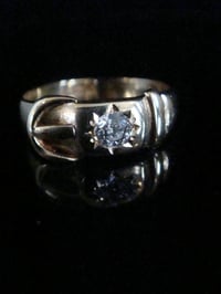 Image 1 of EDWARDIAN 18CT YELLOW GOLD OLD CUT CELESTIAL DIAMOND BUCKLE RING 4.4G