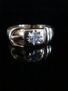 EDWARDIAN 18CT YELLOW GOLD OLD CUT CELESTIAL DIAMOND BUCKLE RING 4.4G