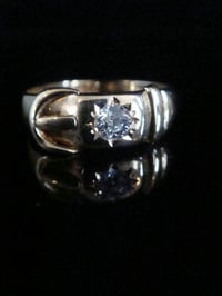 Image 2 of EDWARDIAN 18CT YELLOW GOLD OLD CUT CELESTIAL DIAMOND BUCKLE RING 4.4G