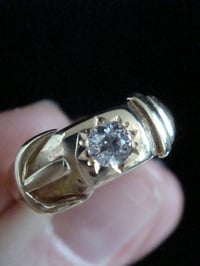 Image 4 of EDWARDIAN 18CT YELLOW GOLD OLD CUT CELESTIAL DIAMOND BUCKLE RING 4.4G