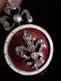 Image 3 of VICTORIAN 18CT HIGH CARAT FRENCH PEARL ROSE CUT DIAMOND FLEUR DE LIS LOCKET