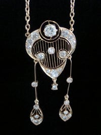 Image 2 of VICTORIAN 18CT and 15CT YELLOW GOLD LARGE ORNATE DIAMOND NECKLACE 1.20CT