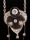 VICTORIAN 18CT and 15CT YELLOW GOLD LARGE ORNATE DIAMOND NECKLACE 1.20CT