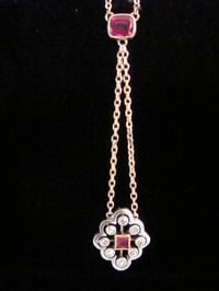 Image 2 of EDWARDIAN 18CT PLATINUM and 9CT YELLOW GOLD NATURAL RUBY AND DIAMOND NECKLACE