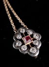 EDWARDIAN 18CT PLATINUM and 9CT YELLOW GOLD NATURAL RUBY AND DIAMOND NECKLACE