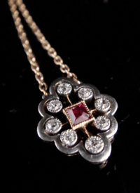 Image 1 of EDWARDIAN 18CT PLATINUM and 9CT YELLOW GOLD NATURAL RUBY AND DIAMOND NECKLACE