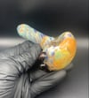 Inside Out Pipe w/ Mystery Adventurine and Gold and Silver Fumed Flower Face