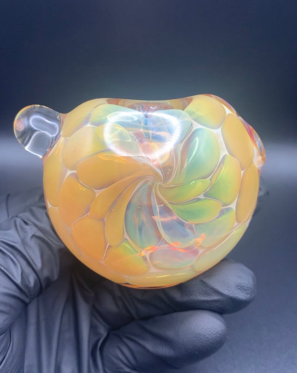Inside Out Pipe w/ Rainbow Cane Amber Purple Gold and Silver Fume