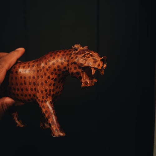 Image of Hand Carved Leopard Figure