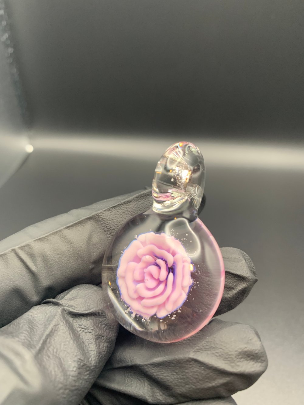 White Royal Jelly Rose Flower Implosion Pendant B