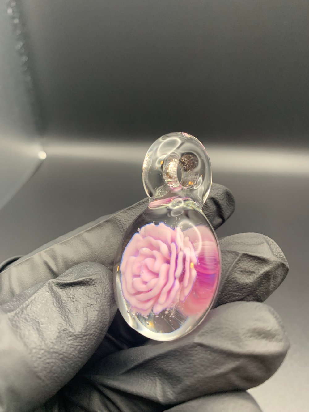 White Royal Jelly Rose Flower Implosion Pendant B
