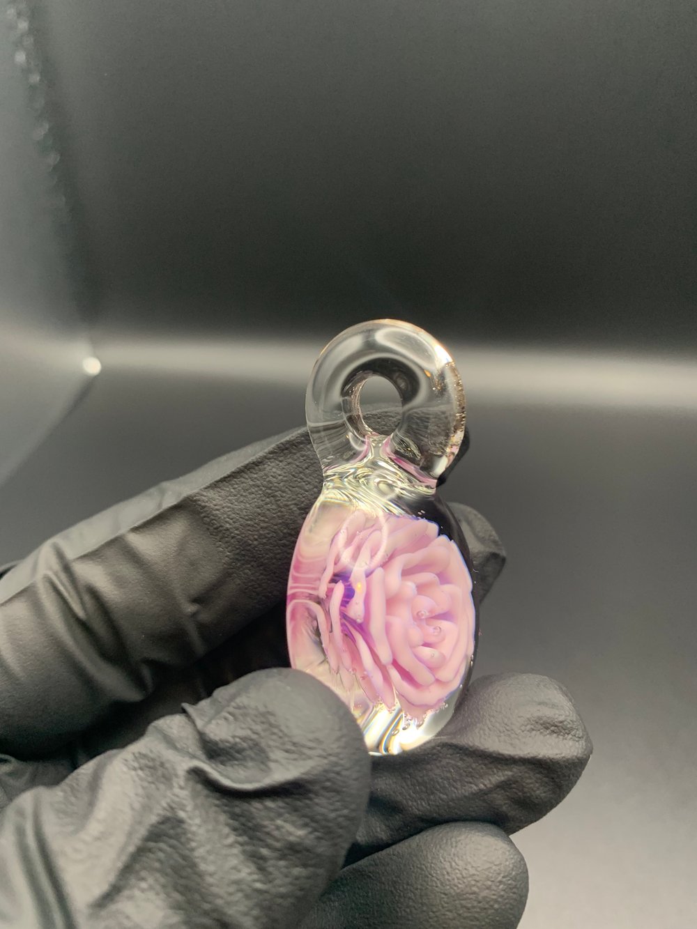 White Royal Jelly Rose Flower Implosion Pendant B
