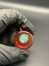 Gold Ruby Auto Spinner Glass Cap w/ White Opal Coin