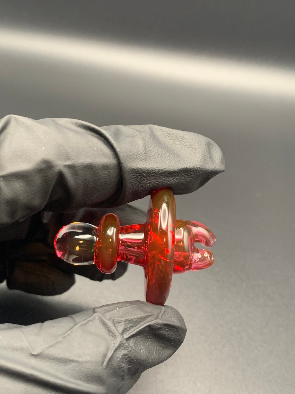 Gold Ruby Auto Spinner Glass Cap w/ RGB Opal Coin