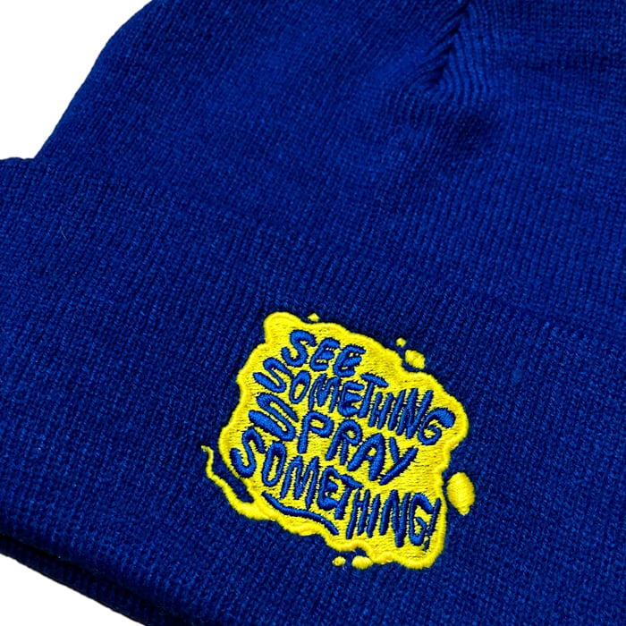 HARRYBONES - "See something spray something" beanie (Royal Blue)