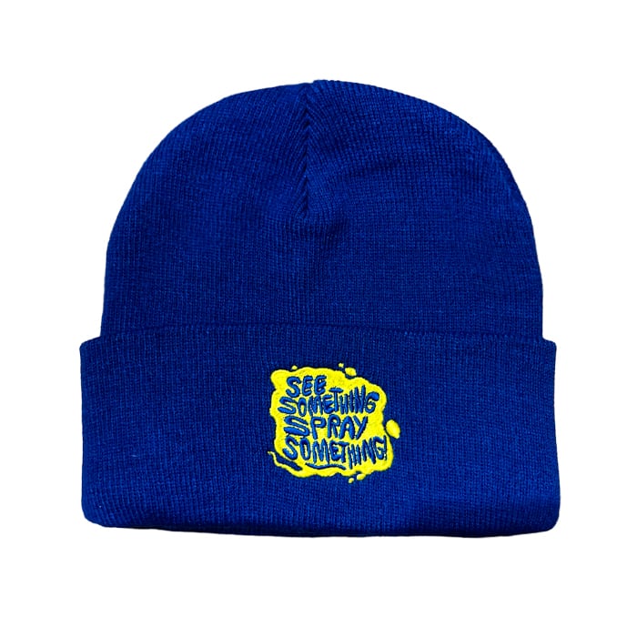 HARRYBONES - "See something spray something" beanie (Royal Blue)