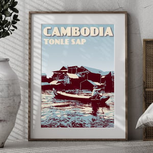 Image of Vintage poster Cambodia - Tonle Sap - Fine Art Print