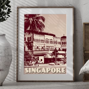 Image of Vintage poster Singapore - Raffles Hotel - Fine Art Print