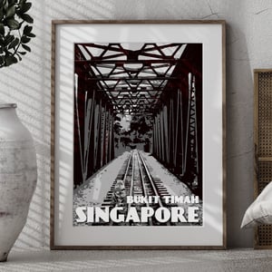 Image of Vintage Poster Singapore - Bukit Timah - Black & White - Fine Art Print