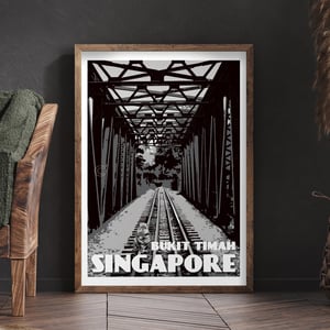 Image of Vintage Poster Singapore - Bukit Timah - Black & White - Fine Art Print