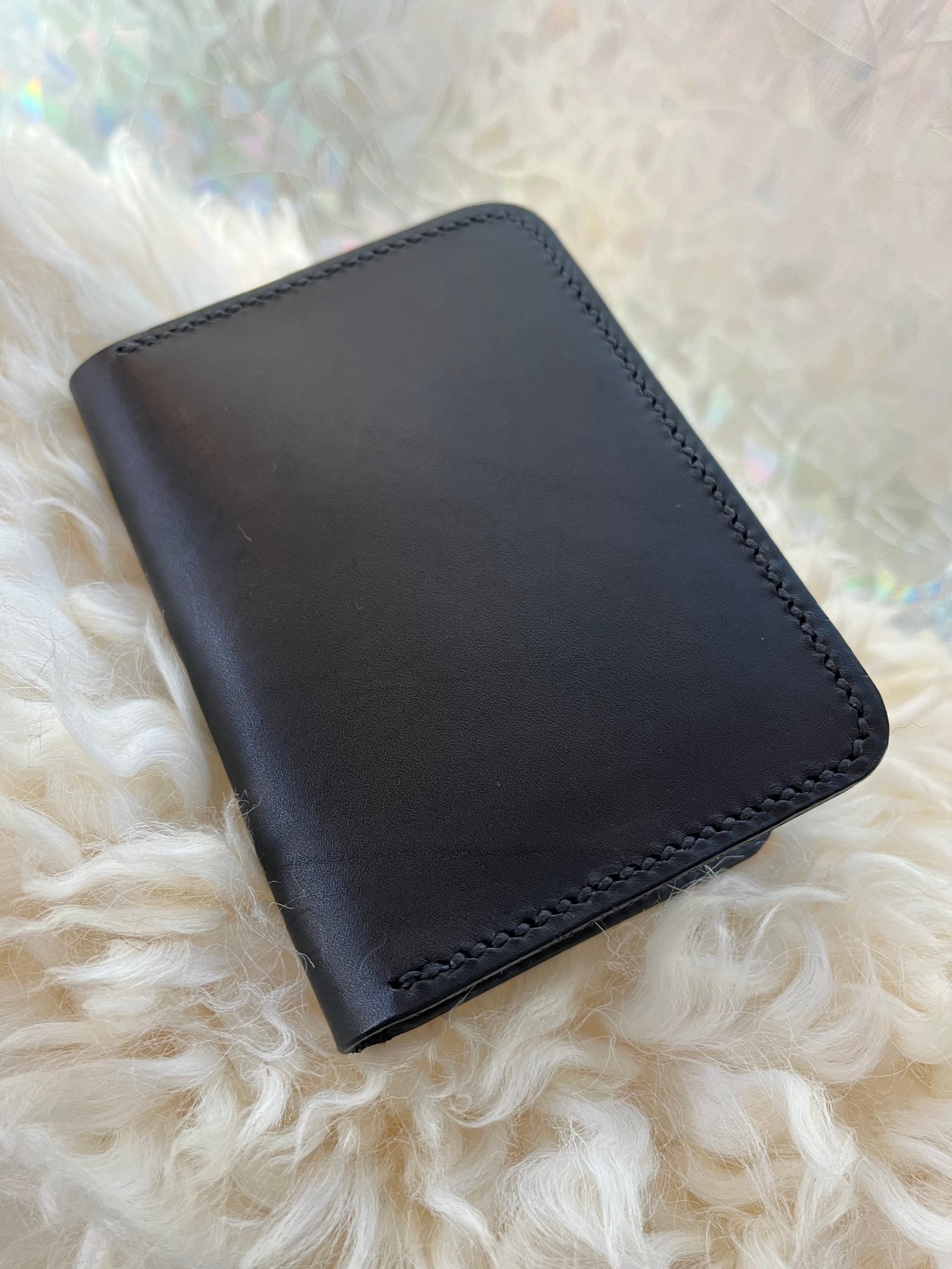 Image of Black Italian Vachetta Vertical Card Wallet 