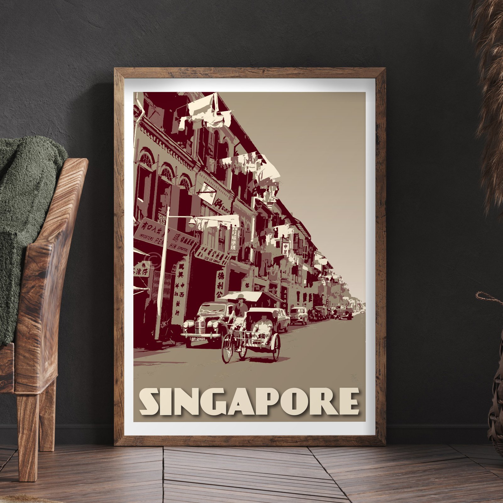 Vintage Poster Singapore - Trishaw ride - Fine Art Print