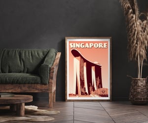 Image of Vintage poster Singapore - Marina Bay Sands - Coral - Fine Art Print