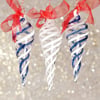 3 Cobalt and White Ornaments 