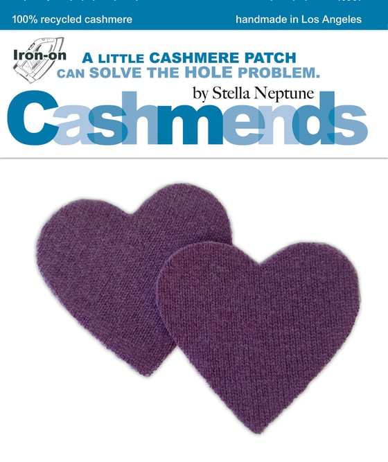 Image of Iron-On Cashmere Elbow Patches - Plum Hearts